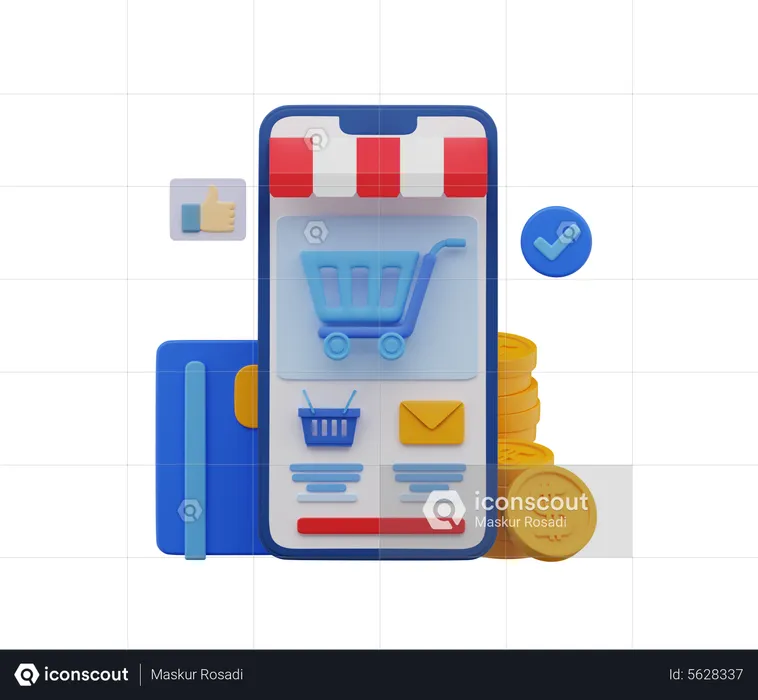Online Shopping app  3D Illustration