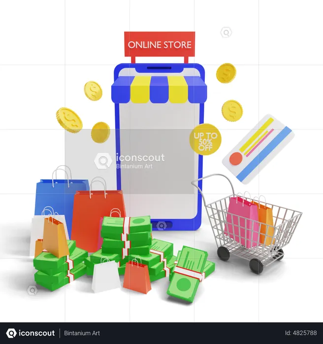 Shopping App Sale  3D Illustration