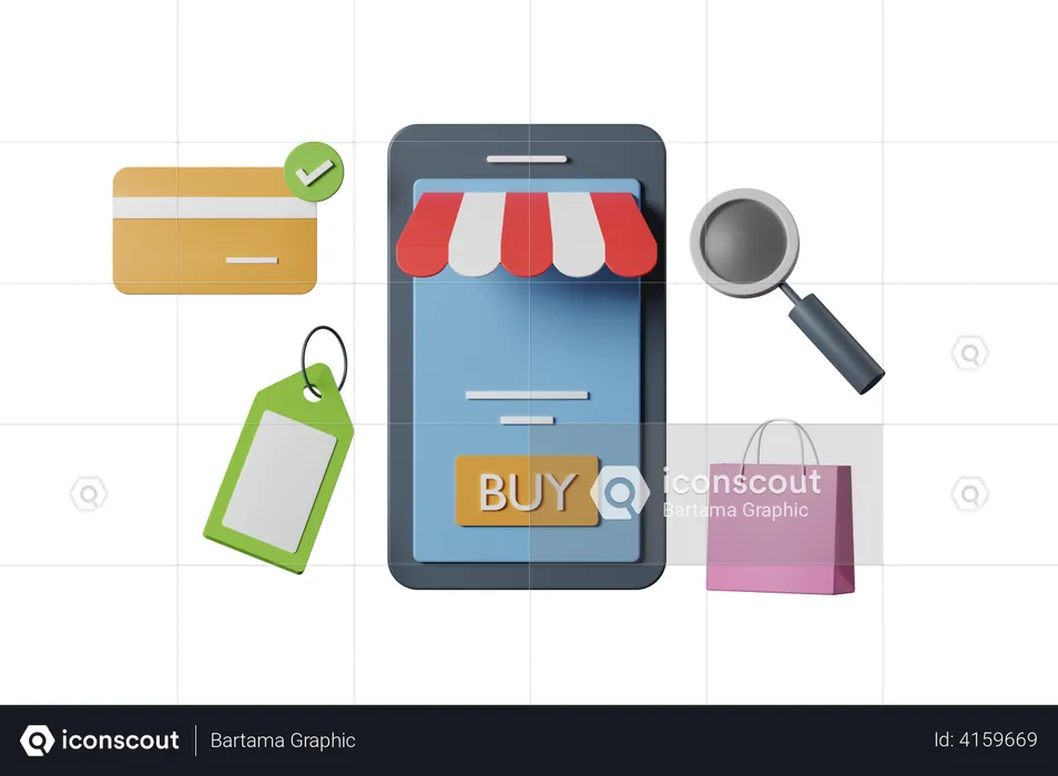 Card Payment on E-commerce app  3D Illustration