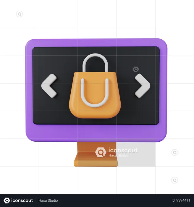 Online Shopping Bag  3D Icon