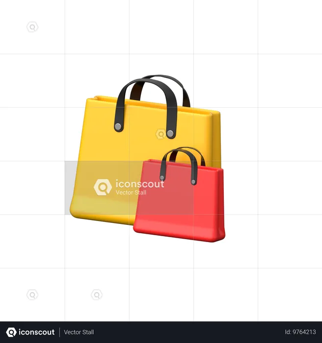 Online shopping bags.  3D Icon