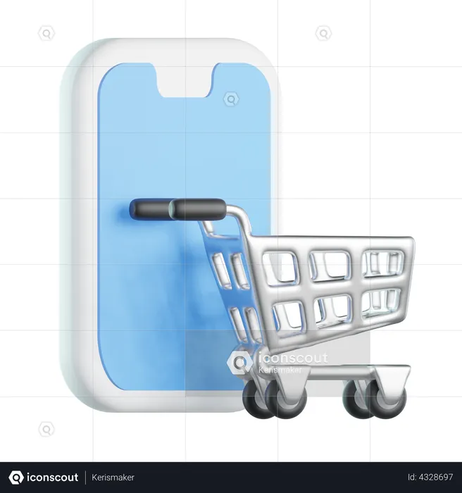 Online Shopping Basket  3D Icon