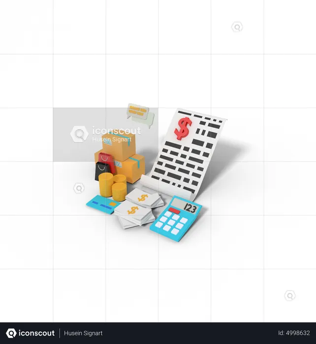 Online Shopping Bill  3D Icon