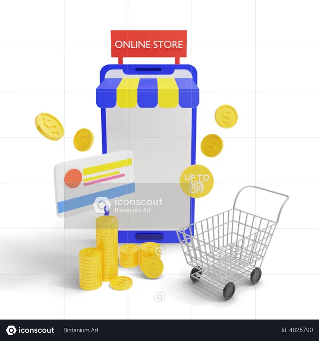 Shopping Card Payment  3D Illustration