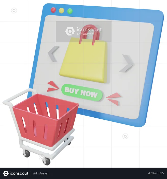 Online Shopping Cart  3D Illustration