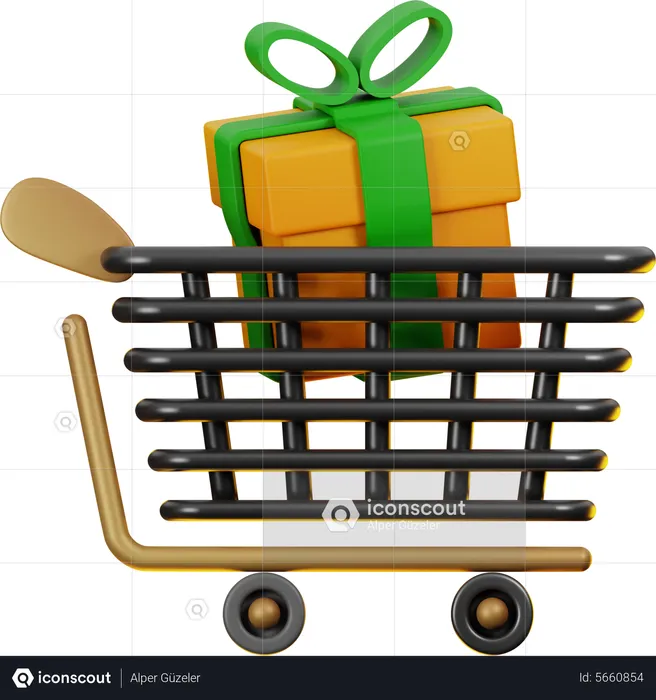 Online Shopping Cart Gift  3D Icon