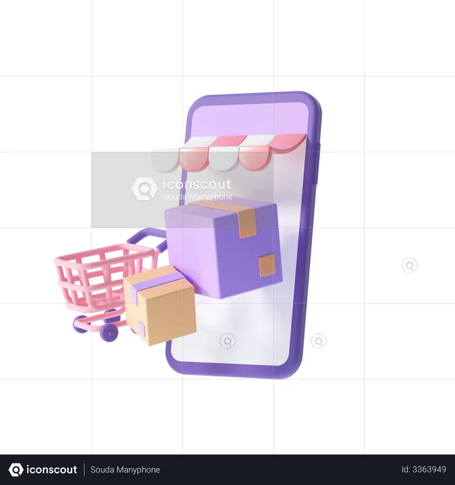 Online Shopping Delivery  3D Illustration