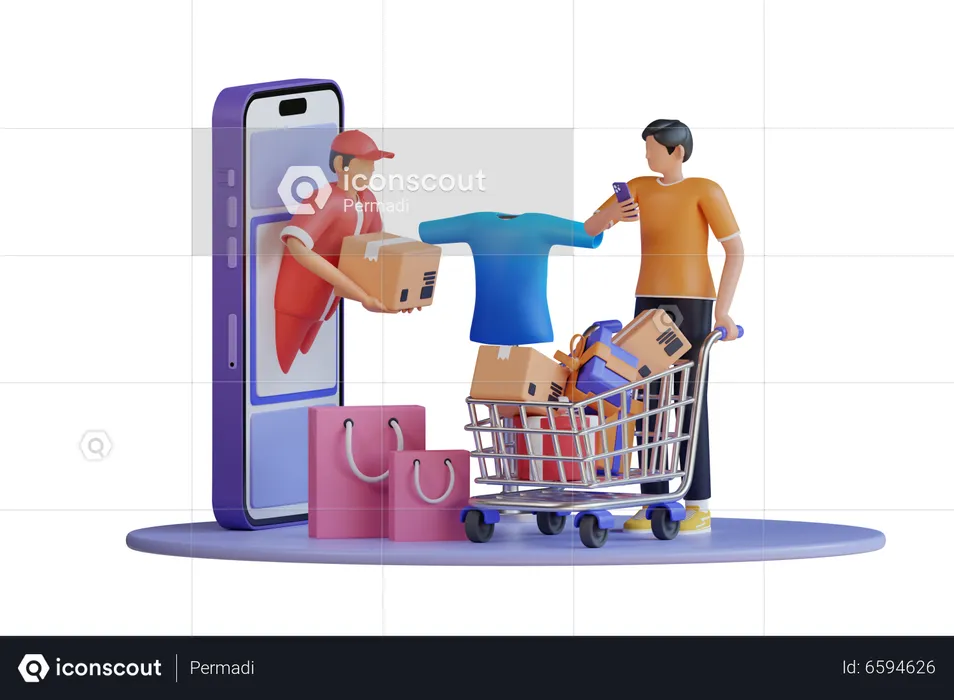 Online shopping delivery  3D Illustration