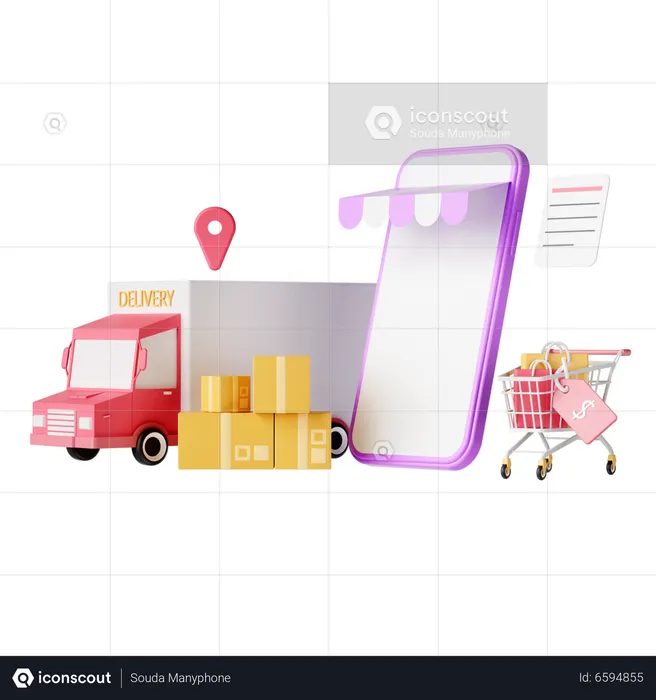 Online Shopping Delivery  3D Illustration