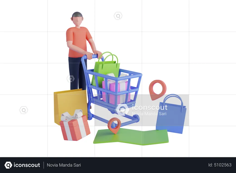 Online shopping delivery location  3D Illustration