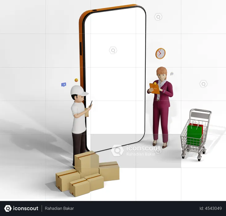 Online shopping delivery service  3D Illustration