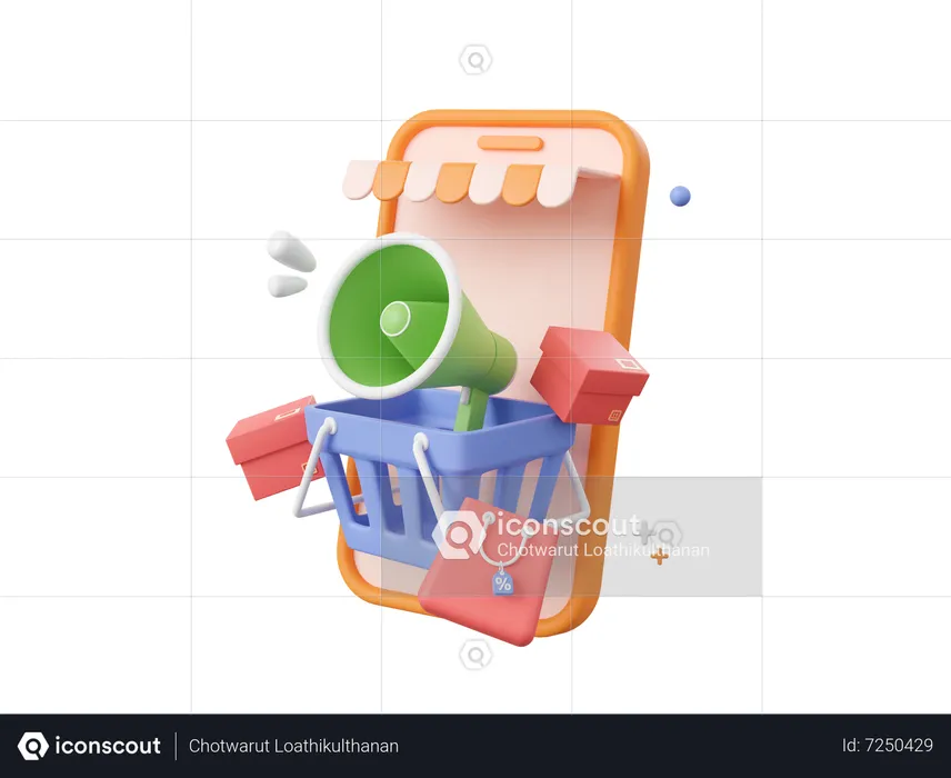 Online Shopping Discount  3D Icon