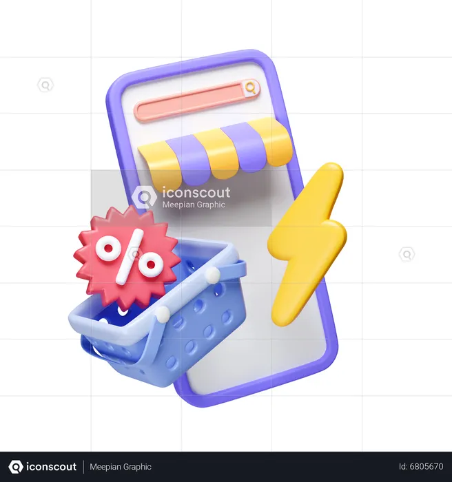 Online Shopping Discount  3D Icon