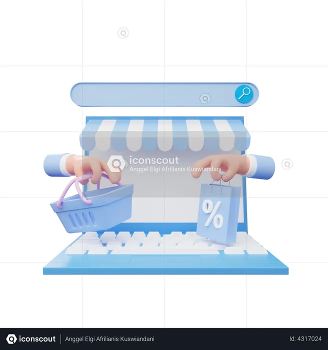 Online Shopping Discount  3D Illustration