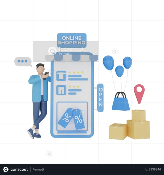 Online shopping discount  3D Illustration