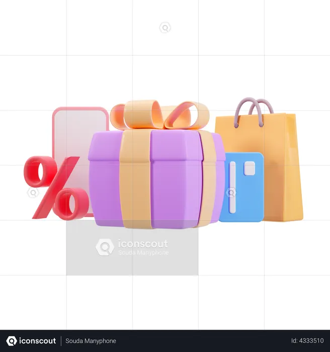 Online shopping discount  3D Illustration