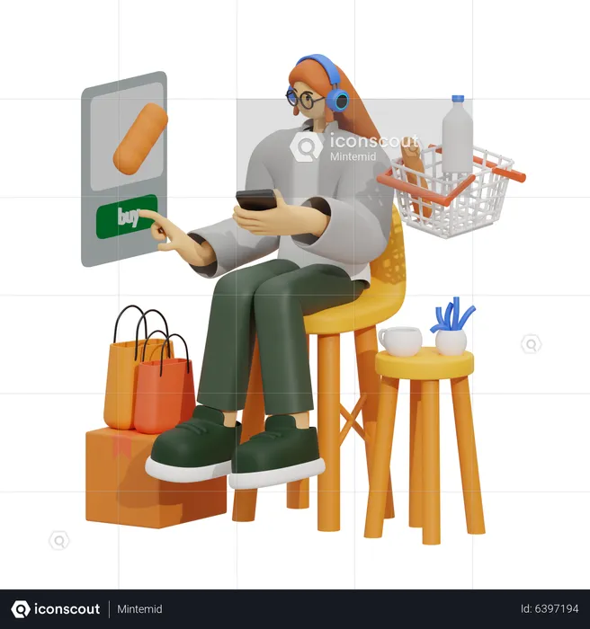 Online Shopping Experience to Life  3D Illustration