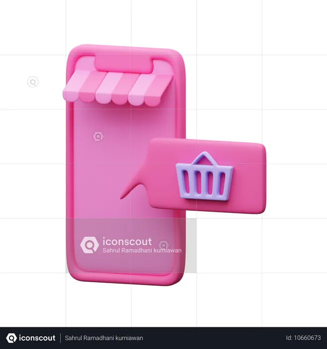 Online shopping on phone  3D Icon