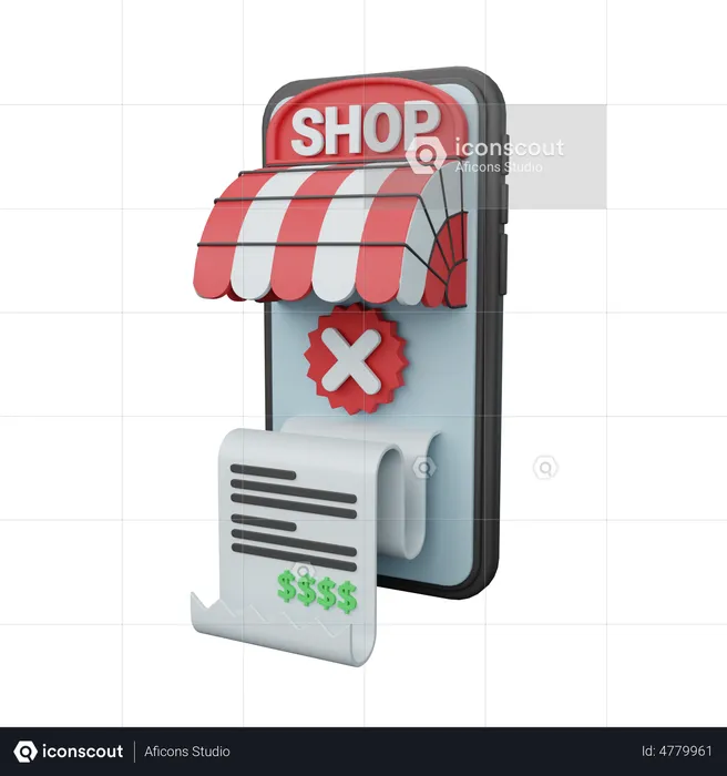 Online Shopping Payment cancel  3D Illustration