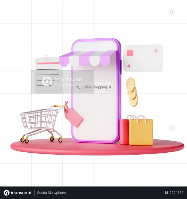 Online Shopping Podium  3D Illustration