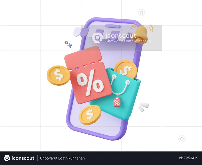 Online-Shopping-Rabatt  3D Icon