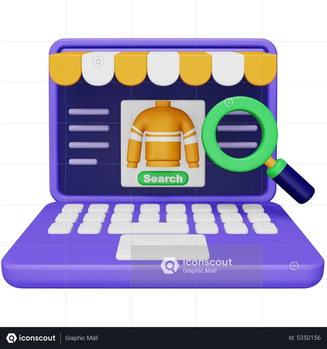 Online Shopping Search  3D Icon