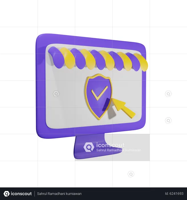 Online Shopping Security  3D Illustration