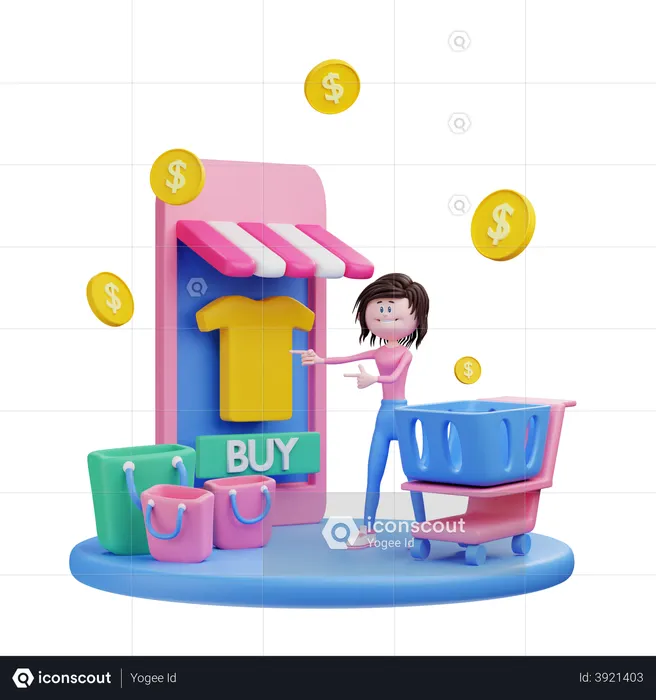 Online shopping store  3D Illustration