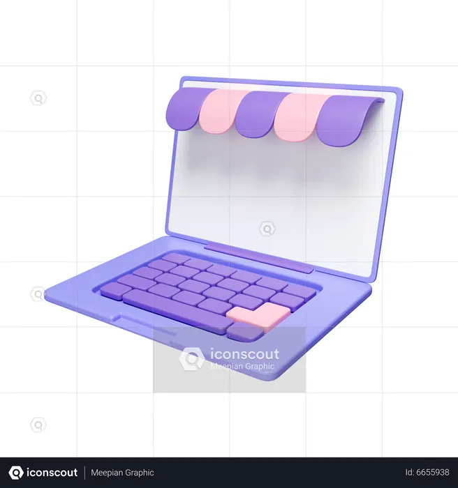 노트북을 통한 온라인 쇼핑  3D Icon