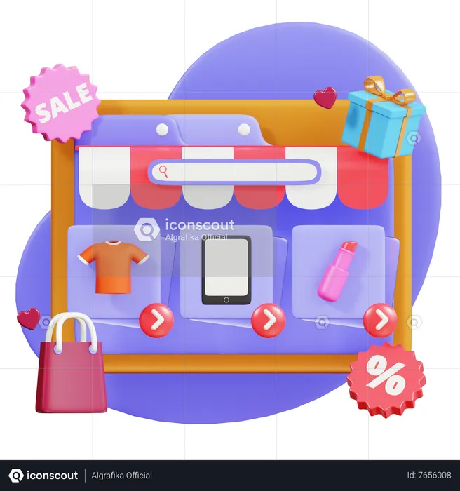 Online Shopping Website  3D Illustration