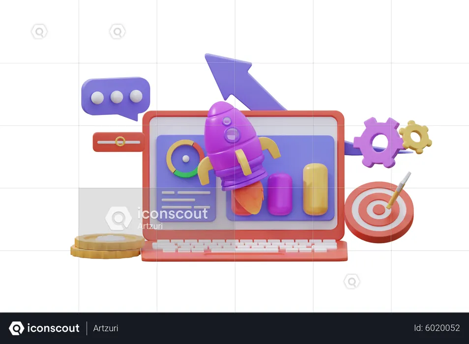 Online Startup  3D Icon