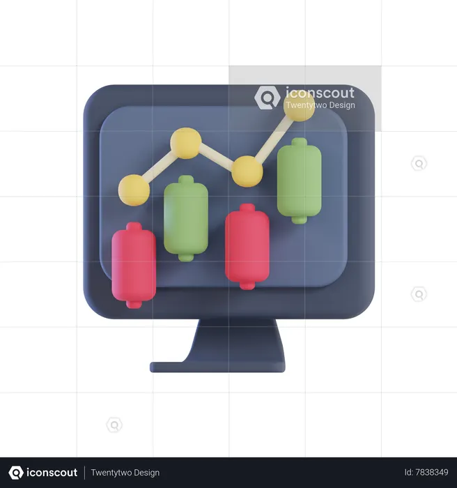 Online Stock Market  3D Icon