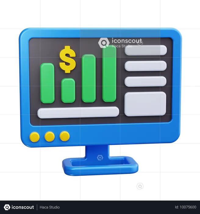 Online Stock Market Analysis  3D Icon