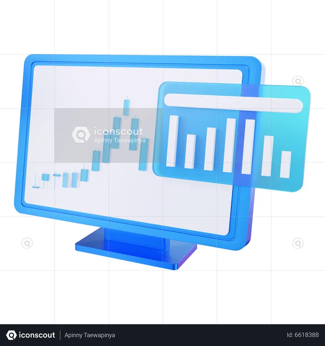 Online Stock Market Analysis  3D Icon