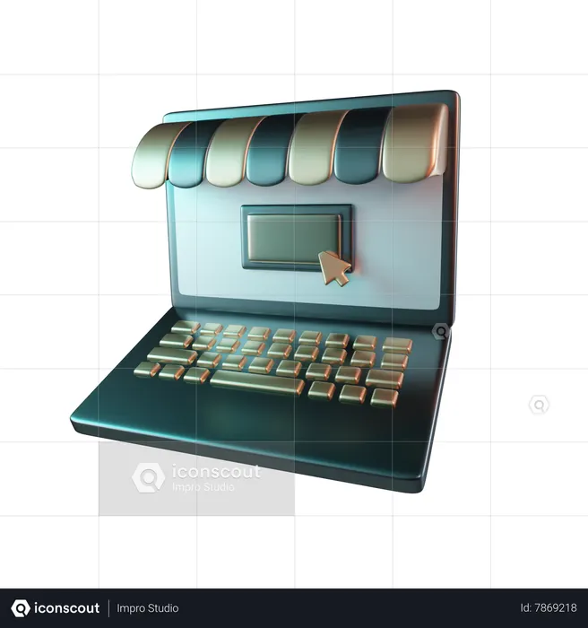 Online Store Laptop  3D Icon