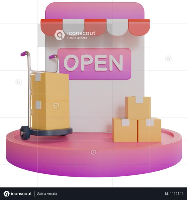 Online Store Open  3D Illustration