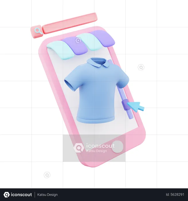 Online T Shirt Shopping  3D Icon