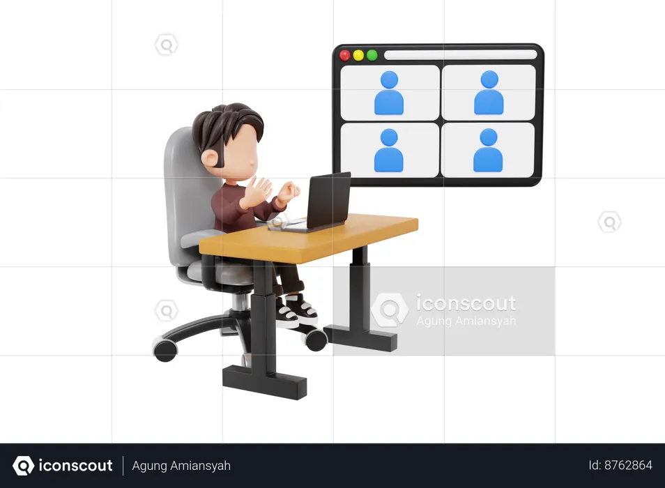 Online Team Meeting  3D Illustration