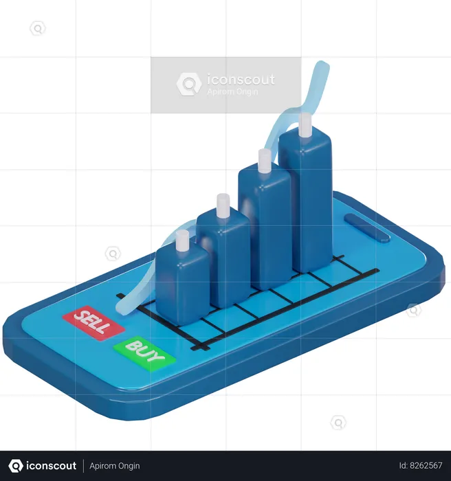 Online Trading Growth  3D Icon