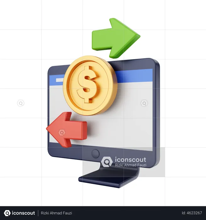 Online Transfer Money  3D Illustration