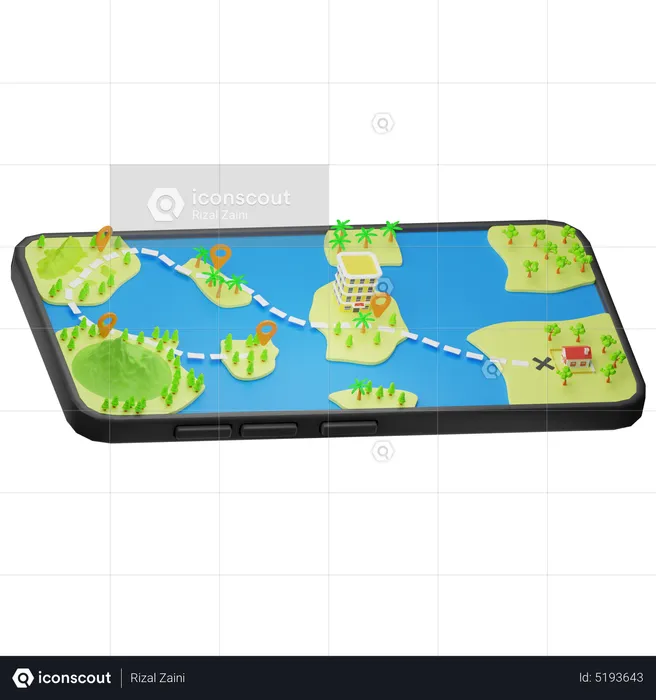 Online Travel Map  3D Icon