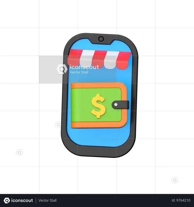 Online-Wallet-Funktion in Androiden.  3D Icon