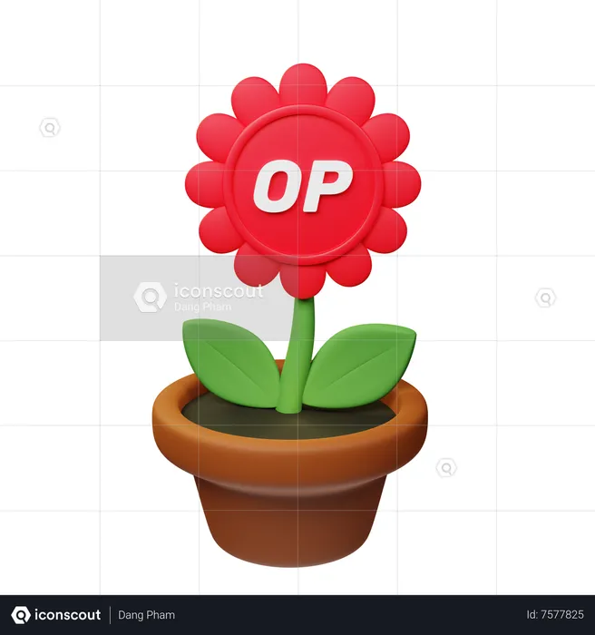 Op Crypto Plant Pot  3D Icon