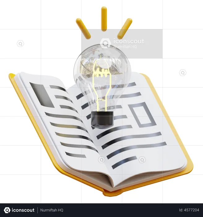 Open Book Lamp  3D Illustration