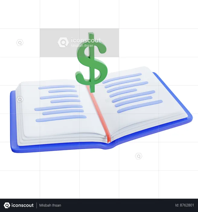 Open Book With Dollar Sign  3D Icon