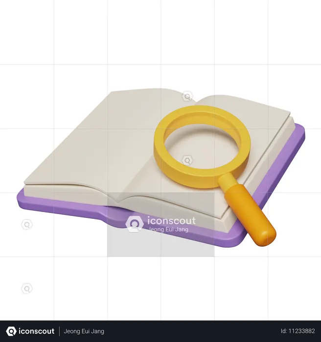 Open Book With Magnifying Glass  3D Icon