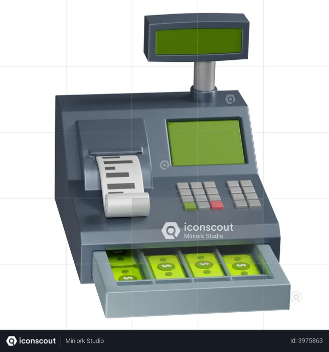 Open Cash Register  3D Illustration