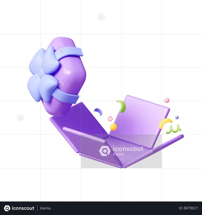 Open Confetti Gift Box  3D Icon