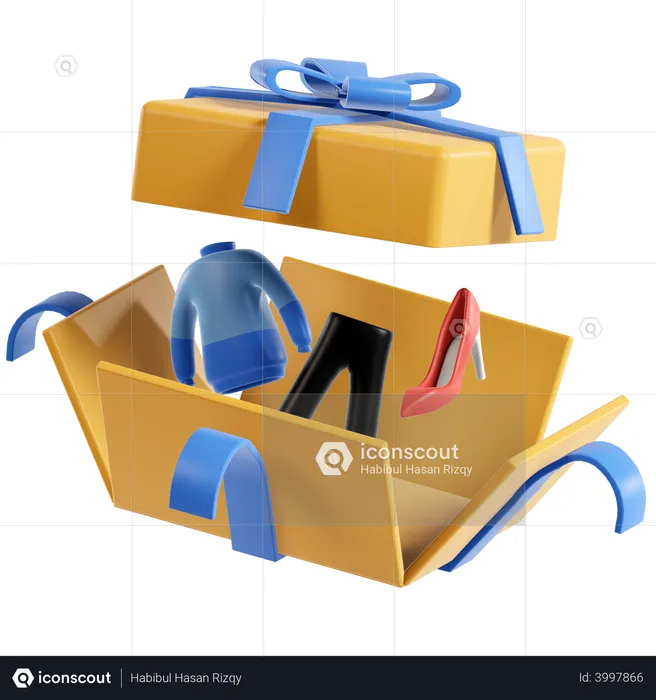 Open Delivery Gift Box  3D Illustration