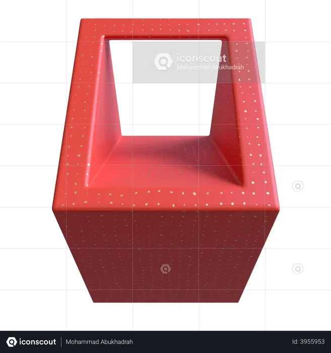 Open Faceted Cuboid  3D Illustration